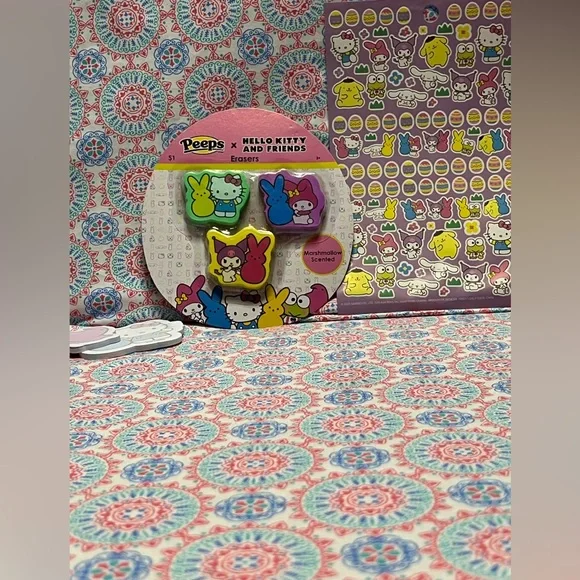 NWT Hello Kitty X Peeps Bundle bubbles body wash stickers erasers bunny poppit - Picture 9 of 12